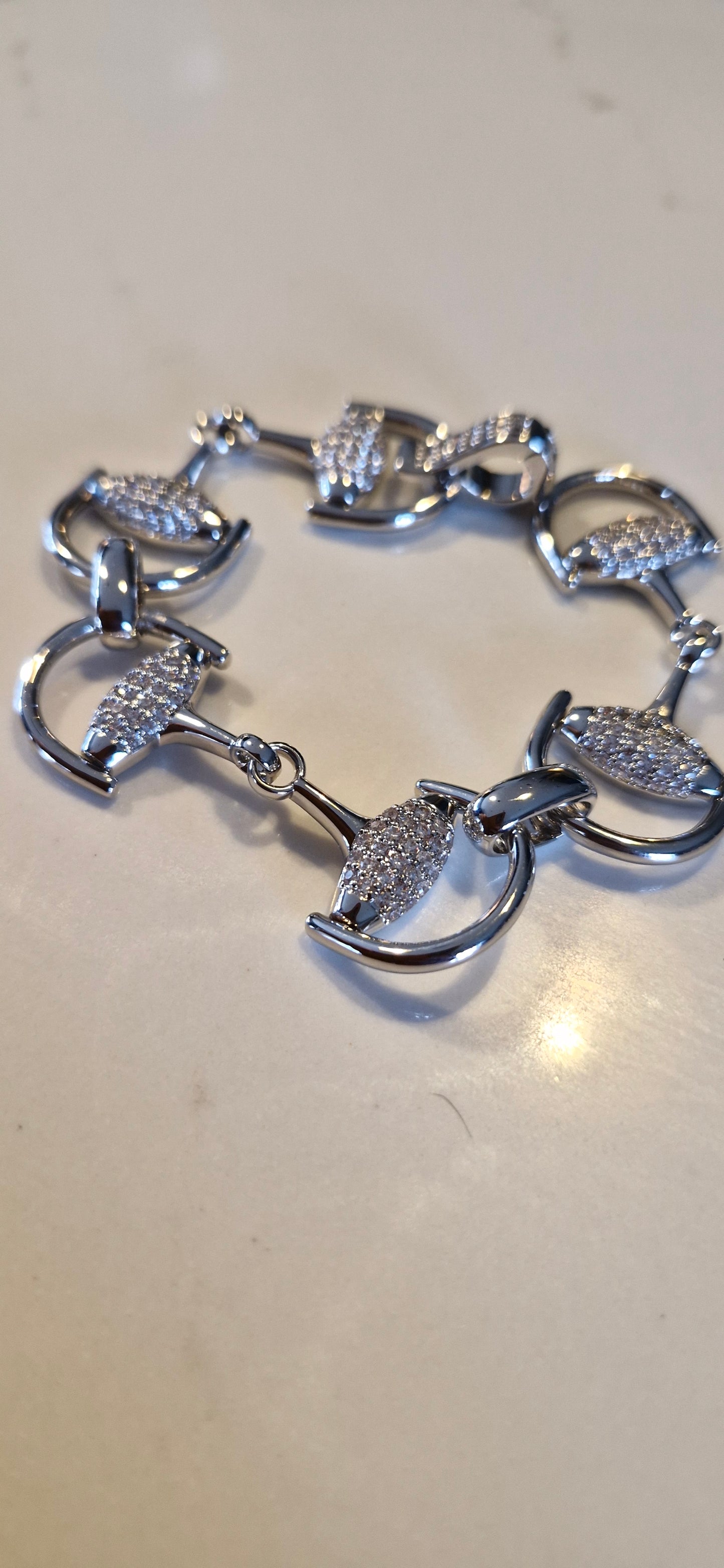 - Pavé Silver Snaffle Bracelet
