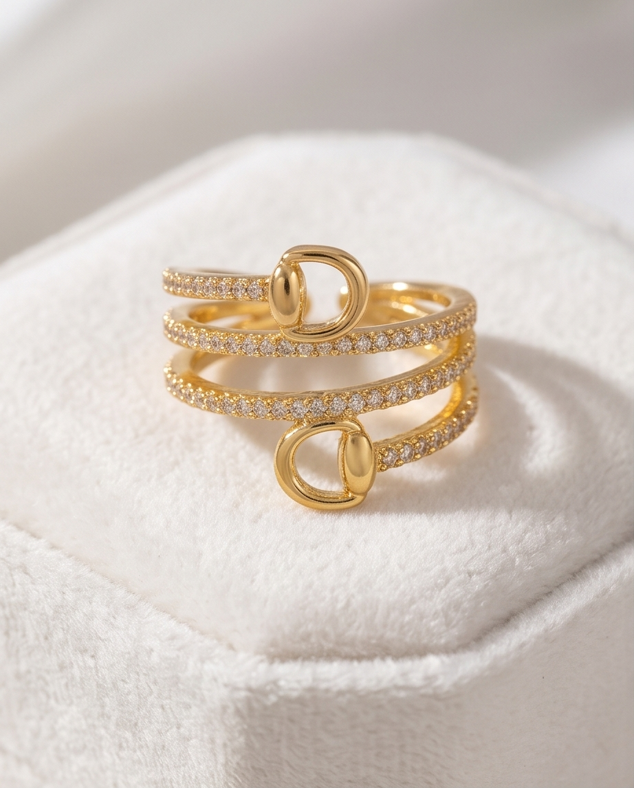 The Pave Snaffle Wrap Around Set - Gold