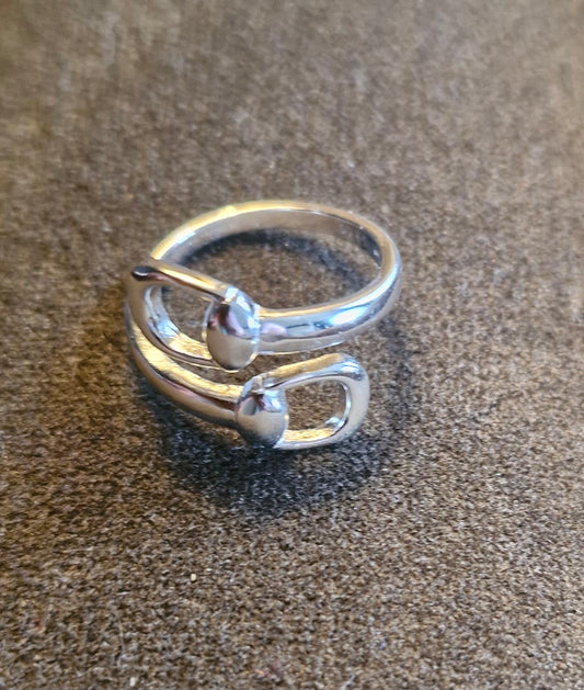 The Snaffle Wrap Around Ring  Silver
