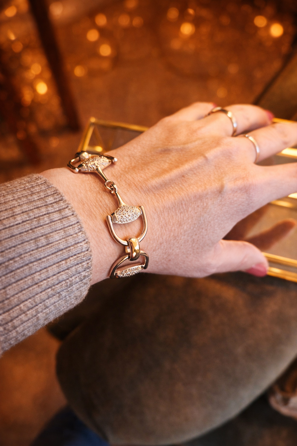 - Pavé Gold Snaffle Bracelet