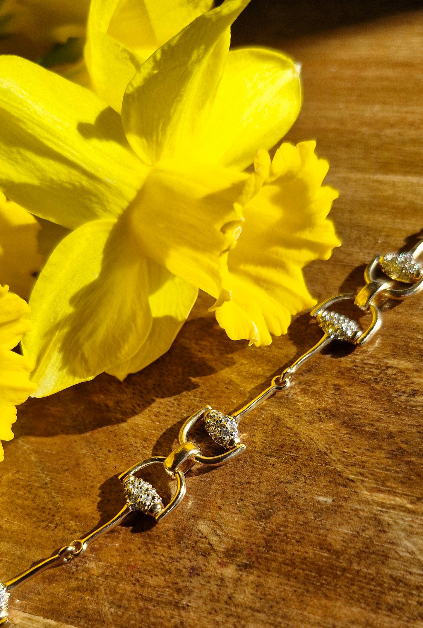 Mini Pavé Gold Snaffle Bracelet