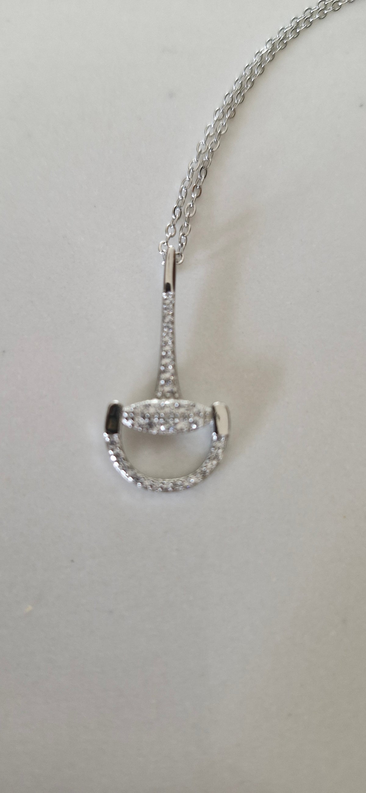 Half Snaffle Pave Necklace Silver