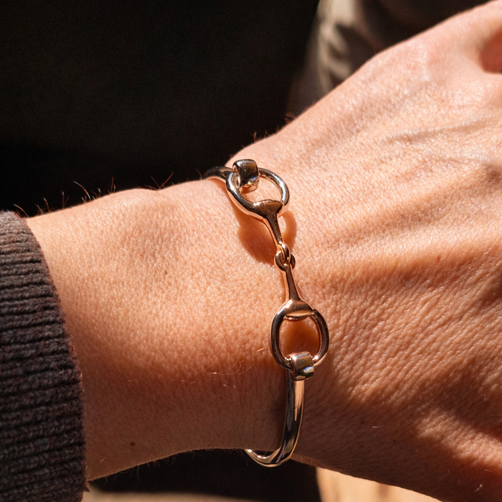 Silver and Rose Gold Snaffle Bit Bangle