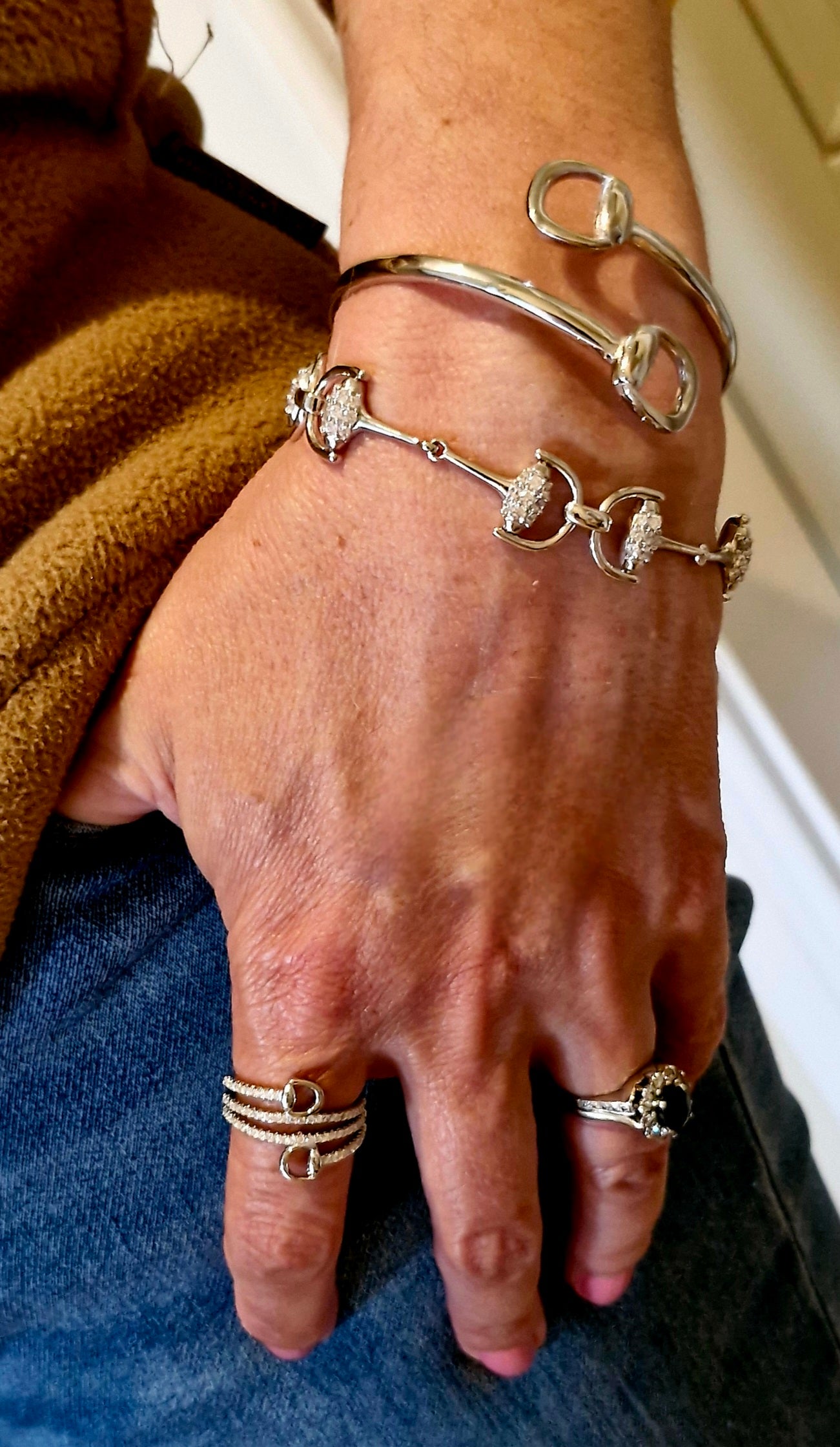 Silver Pavé Wrap Around Snaffle Ring