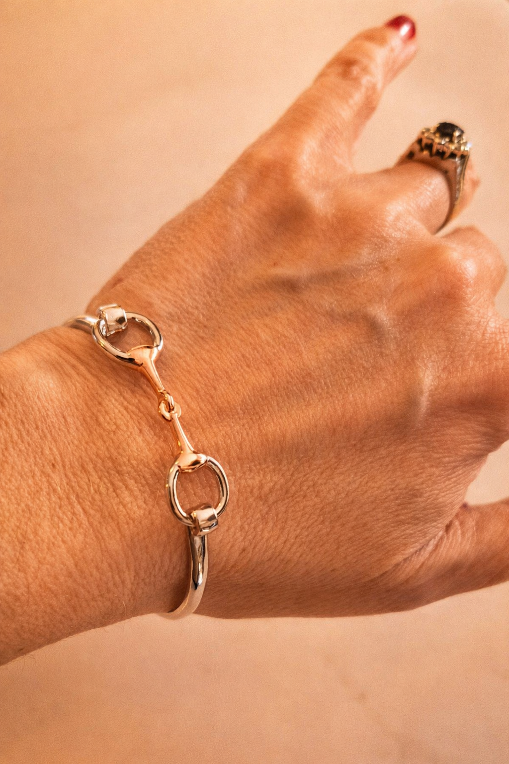 Silver and Rose Gold Snaffle Bit Bangle