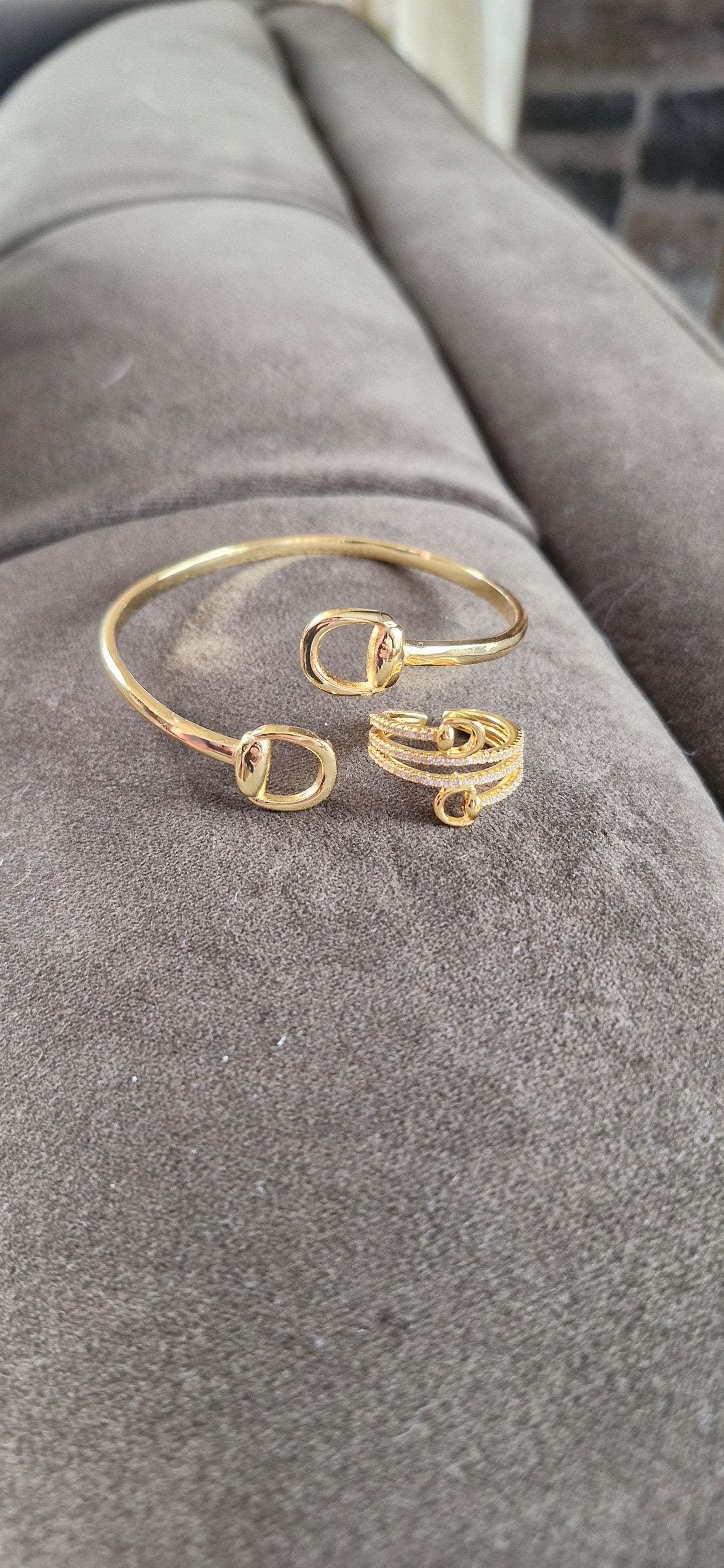 The Pave Snaffle Wrap Around Set - Gold