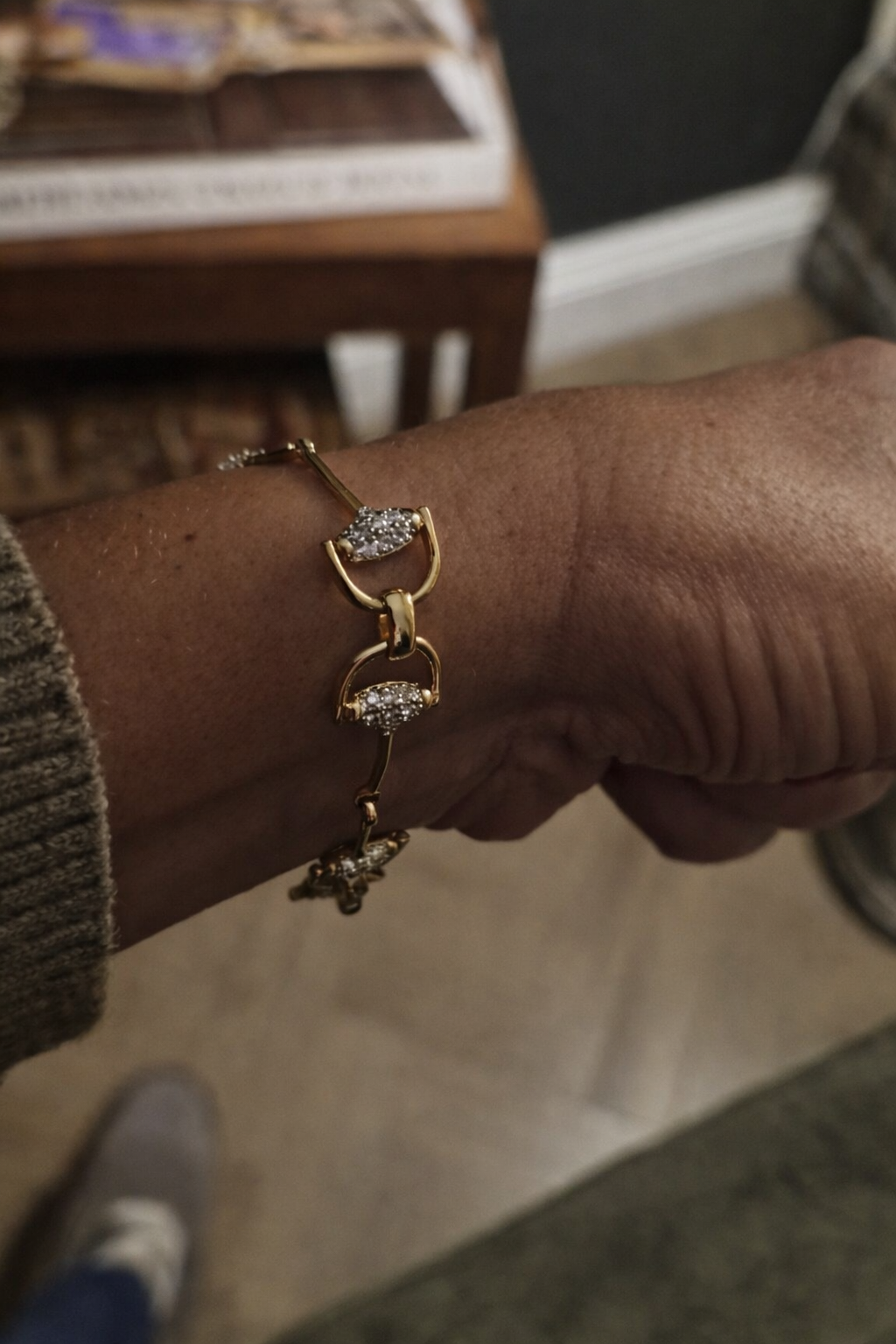Mini Pavé Gold Snaffle Bracelet