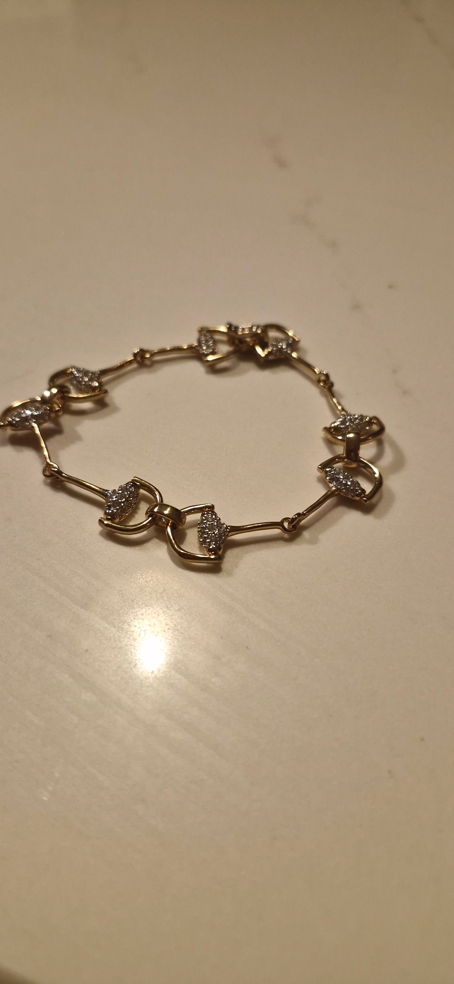 Mini Pavé Gold Snaffle Bracelet
