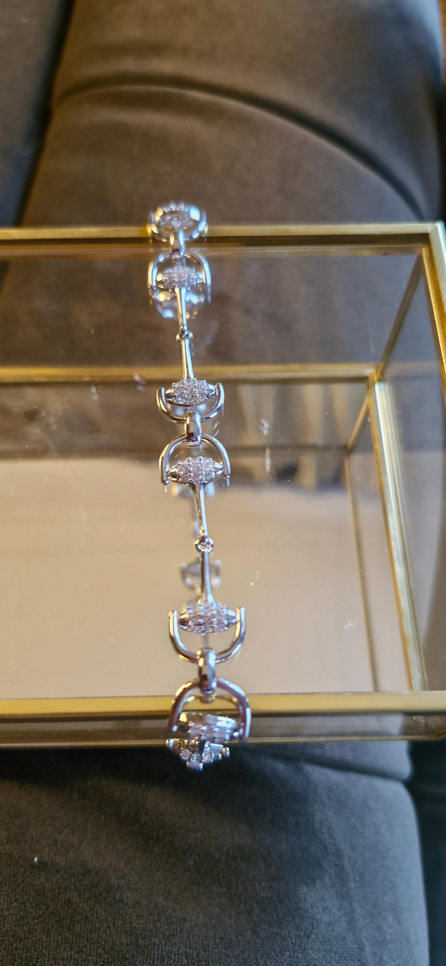 Mini Pavé Silver Snaffle Bracelet