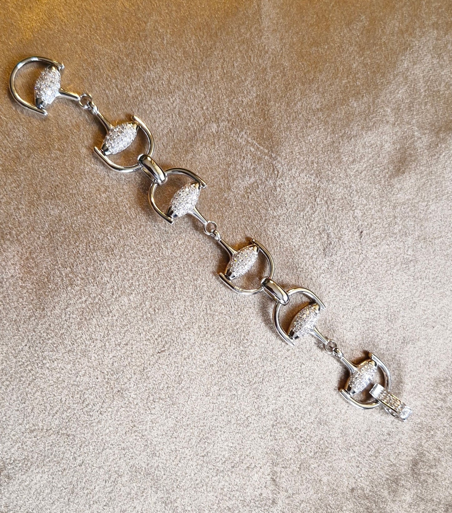 - Pavé Silver Snaffle Bracelet