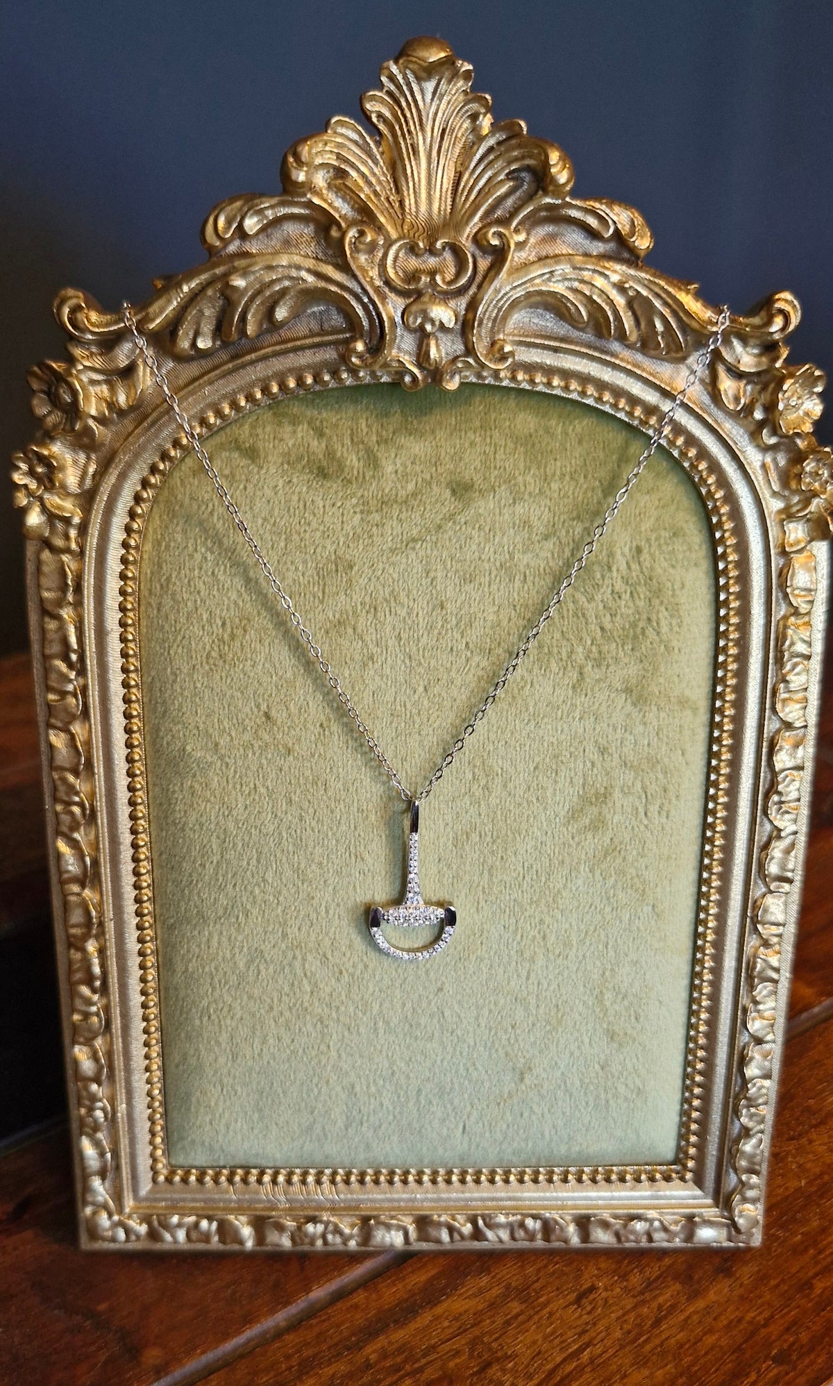 Half Snaffle Pave Necklace Silver