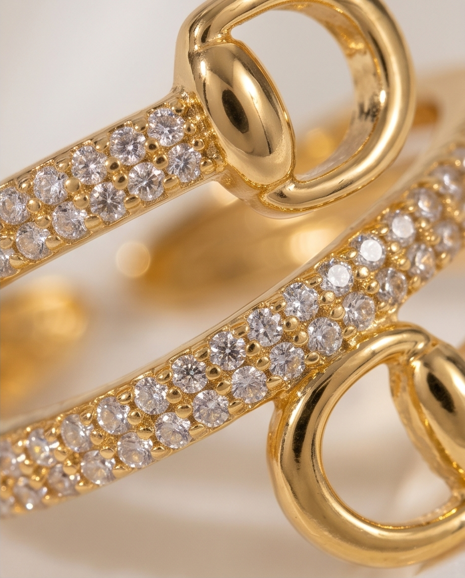 The Pave Snaffle Wrap Around Set - Gold