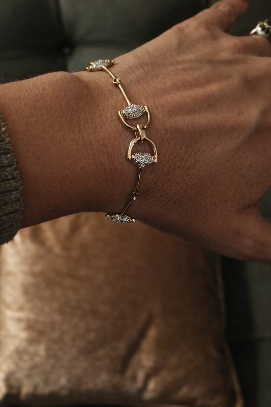 Mini Pavé Gold Snaffle Bracelet