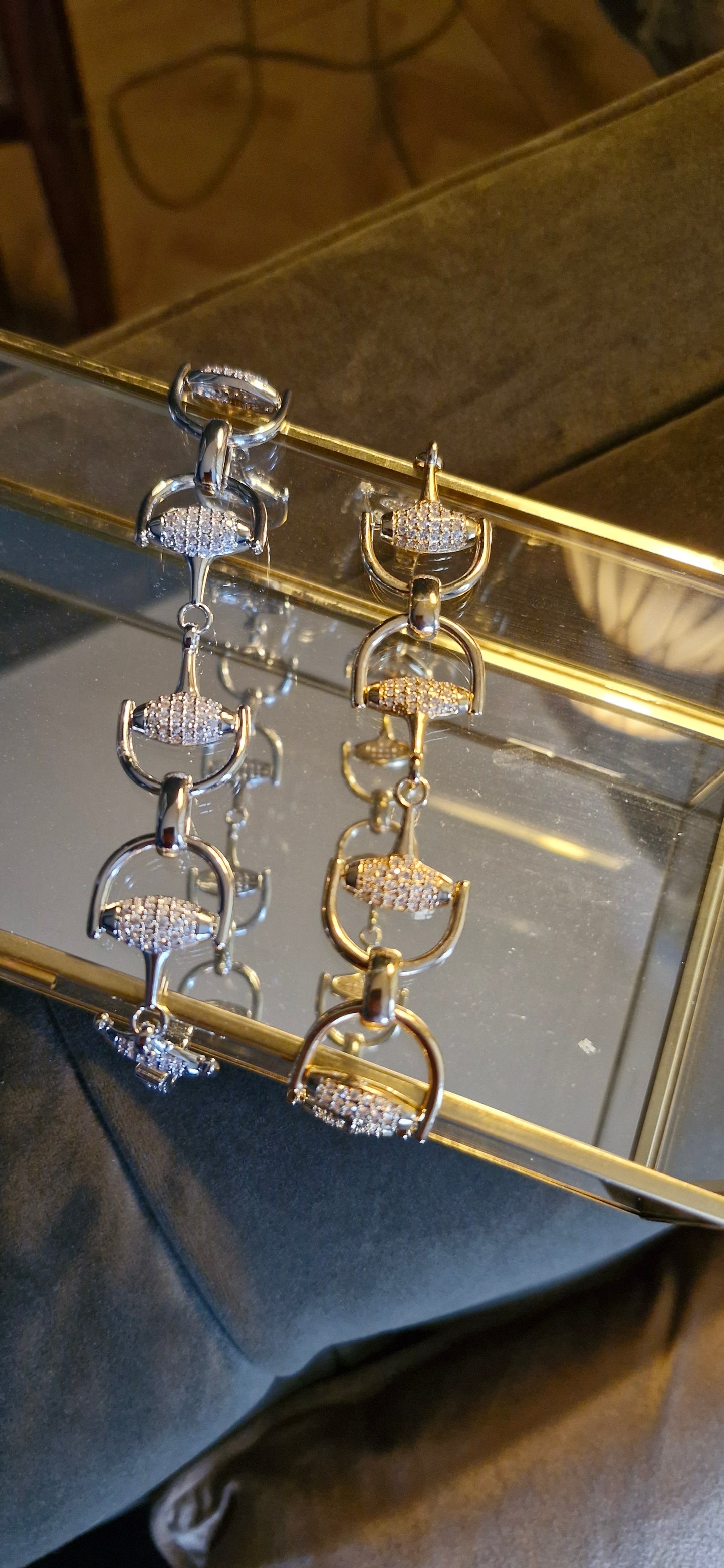 - Pavé Silver Snaffle Bracelet