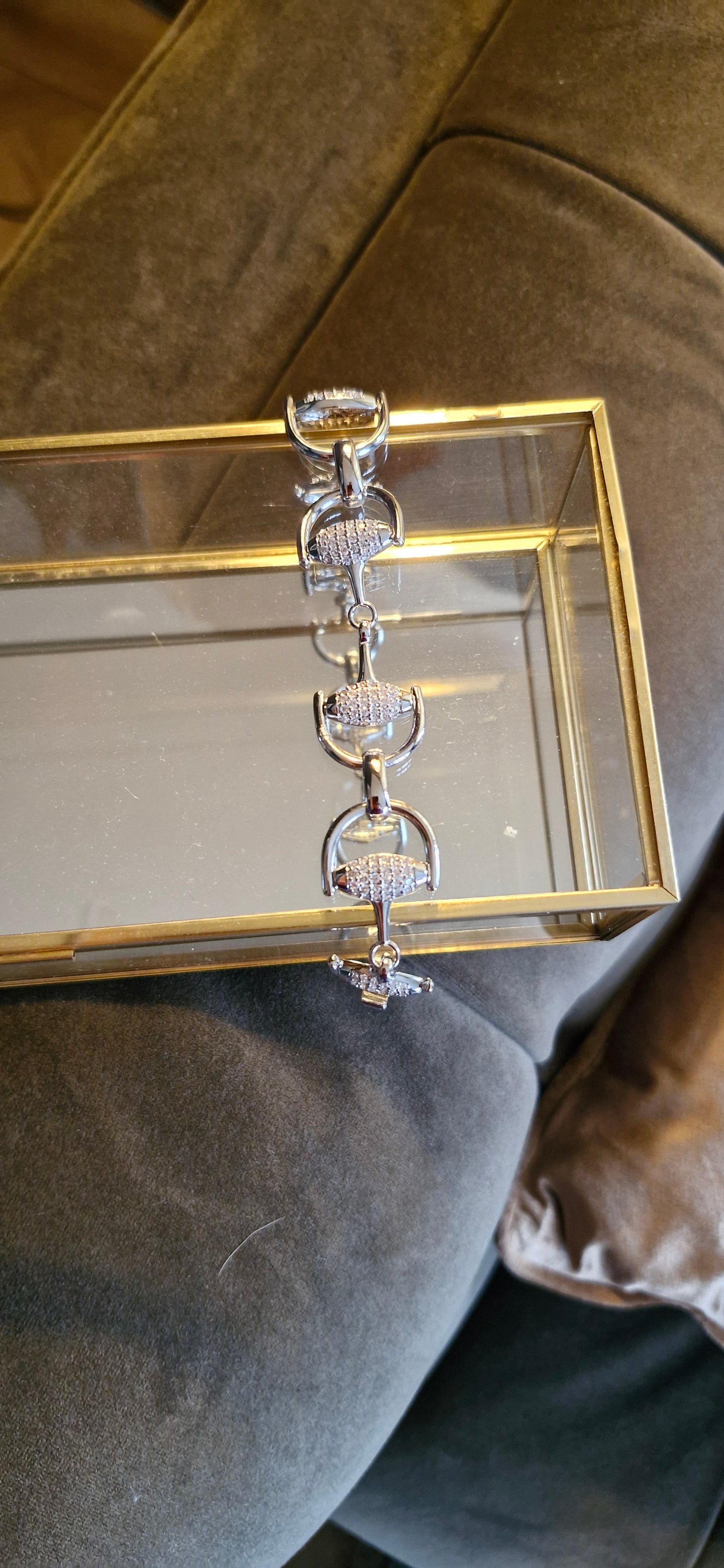 - Pavé Silver Snaffle Bracelet