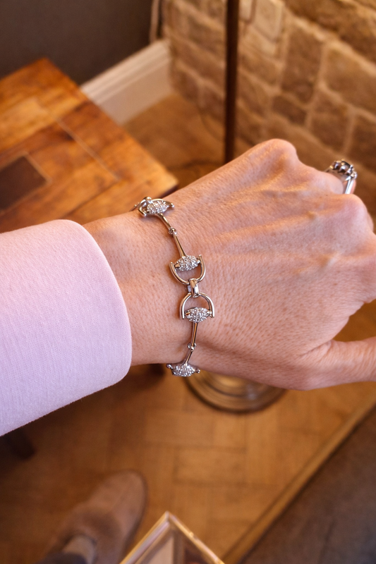 Mini Pavé Silver Snaffle Bracelet