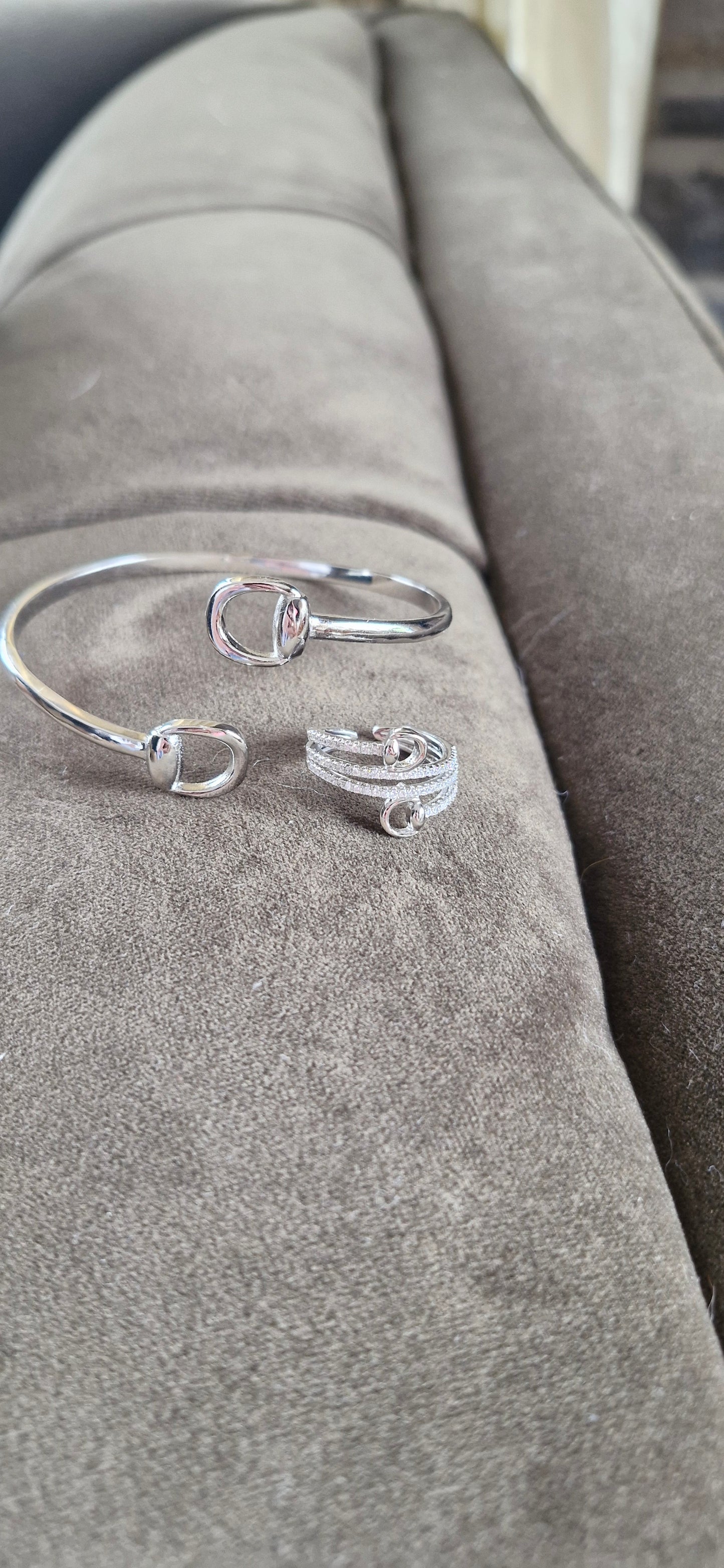 The Pave Snaffle Wrap Around Set - Silver