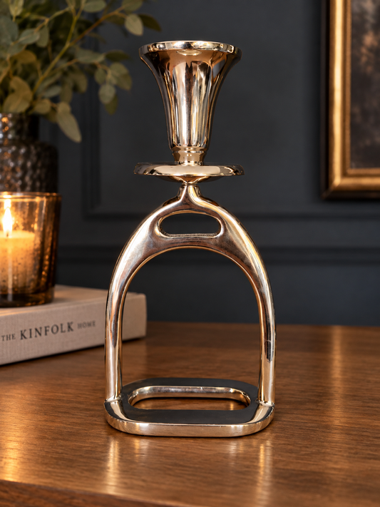Small Silver Stirrup Candlestick Holder