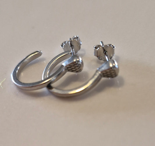 Horseshoe Nail Earrings Silver