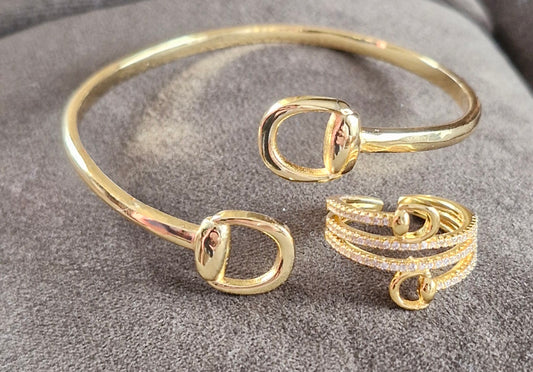 The Pave Snaffle Wrap Around Set - Gold