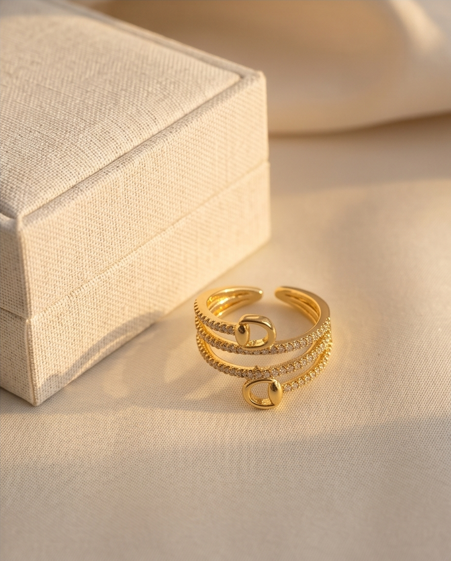 The Pave Snaffle Wrap Around Set - Gold