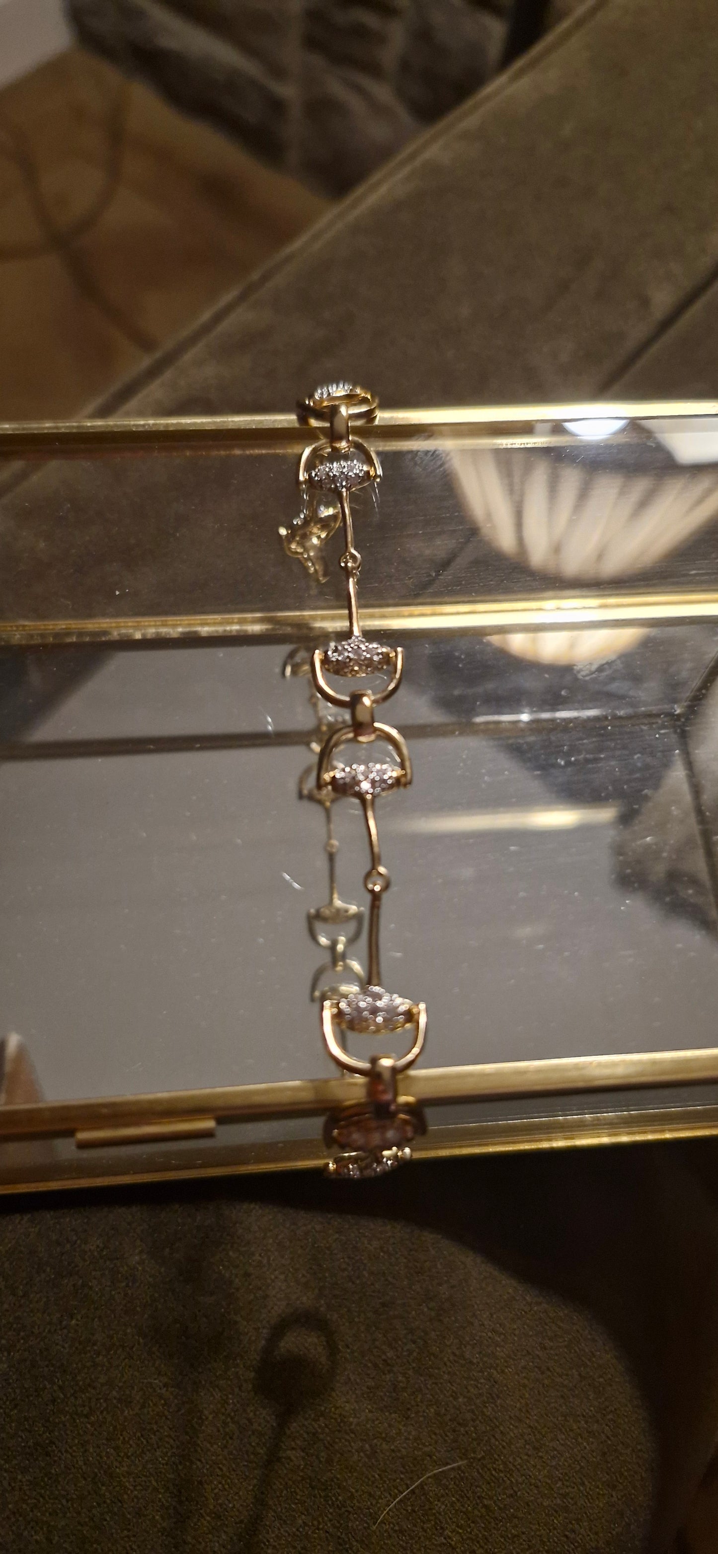 Mini Pavé Gold Snaffle Bracelet