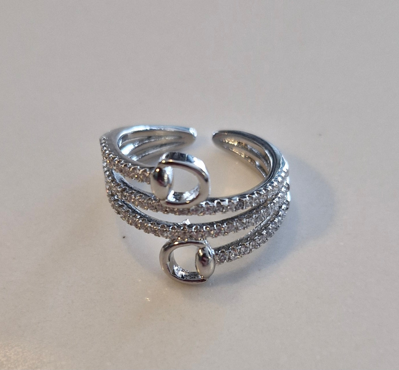 Silver Pavé Wrap Around Snaffle Ring