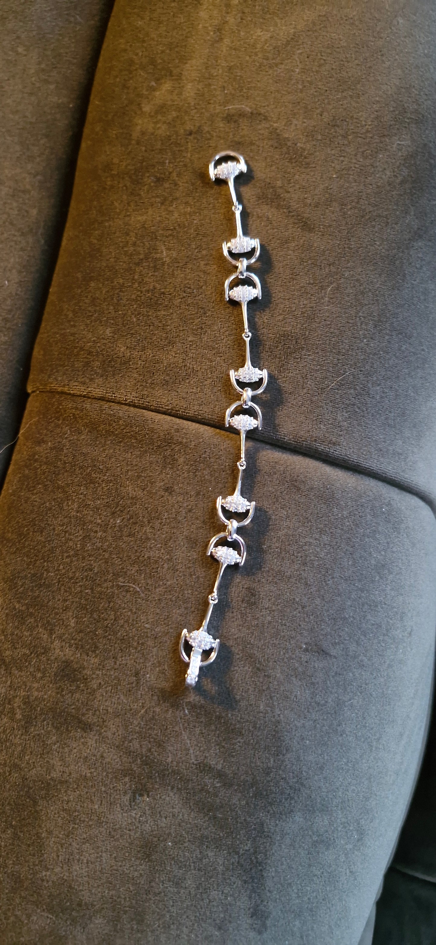 Mini Pavé Silver Snaffle Bracelet